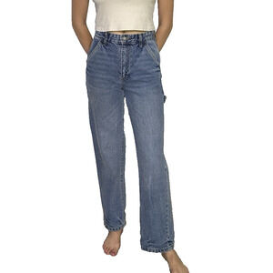 Cotton On High‎ Rise Straight Leg Carpenter Jeans Women’s Size 2 Relaxed Fit